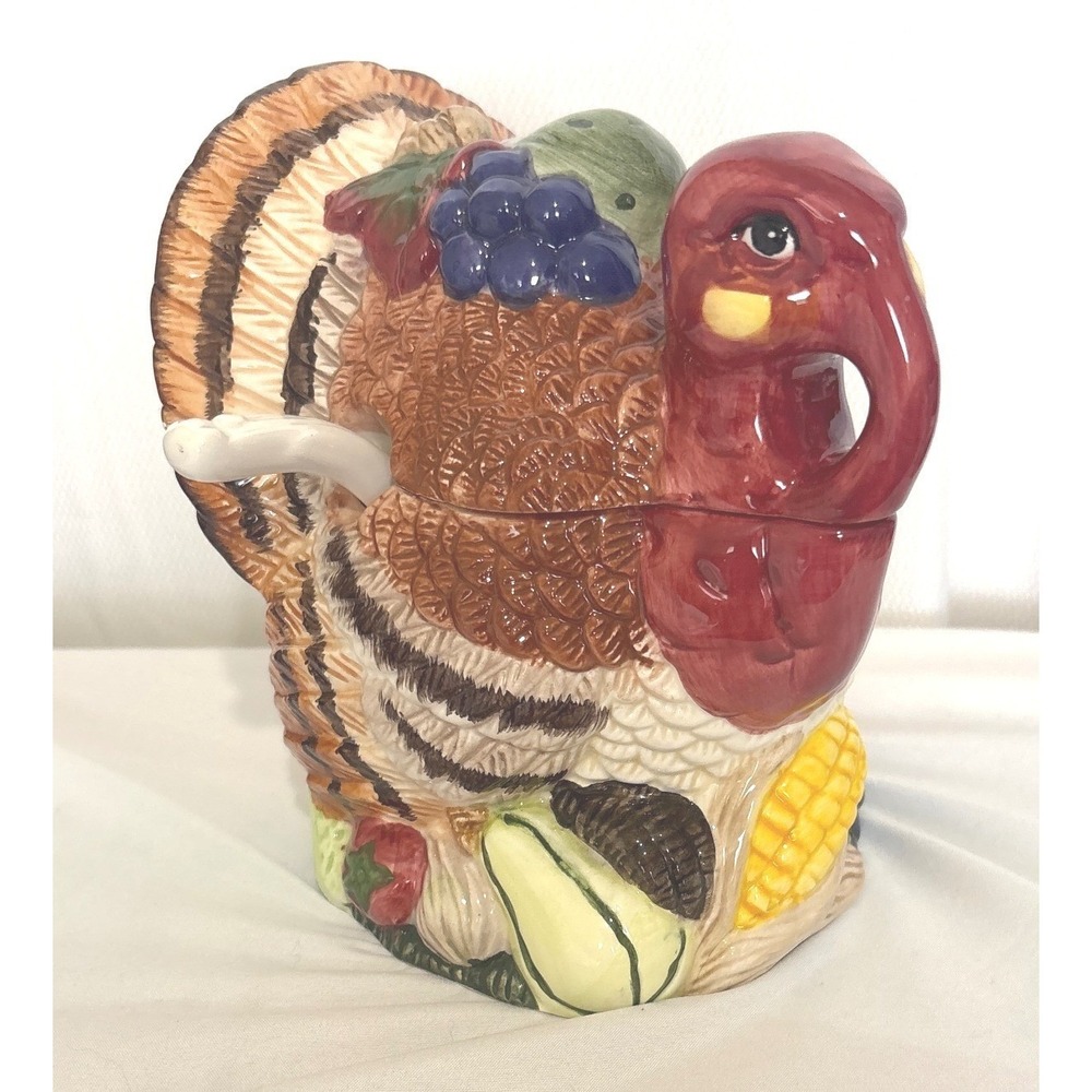 Jay Imports Ceramic‎ Turkey Gravy Boat Tureen Set Lid Ladle Thanksgiving Harvest